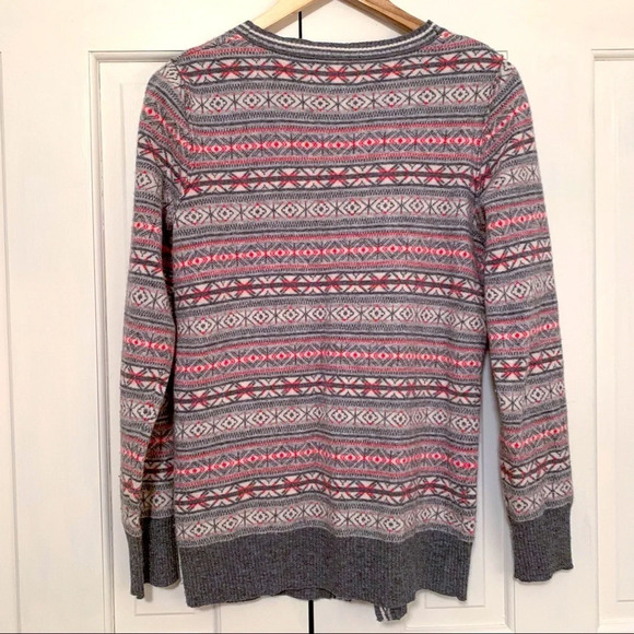 Telluride Clothing Co Wool Fair Isle Pink Gray Cardigan Sweater Ski Preppy - Picture 4 of 6